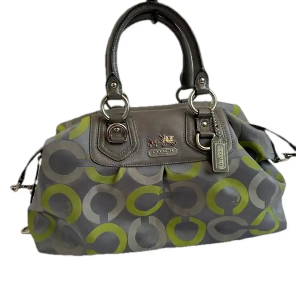 Coach Medium Gray and Green Handbag